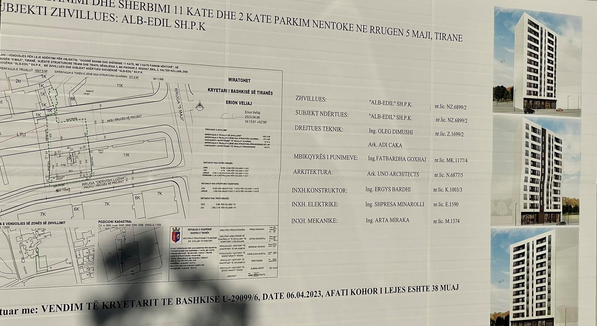 Godine banimi dhe sherbimi 11 kate dhe 2 kate parkim nentoke ne rrugen 5 Maji, Tirane